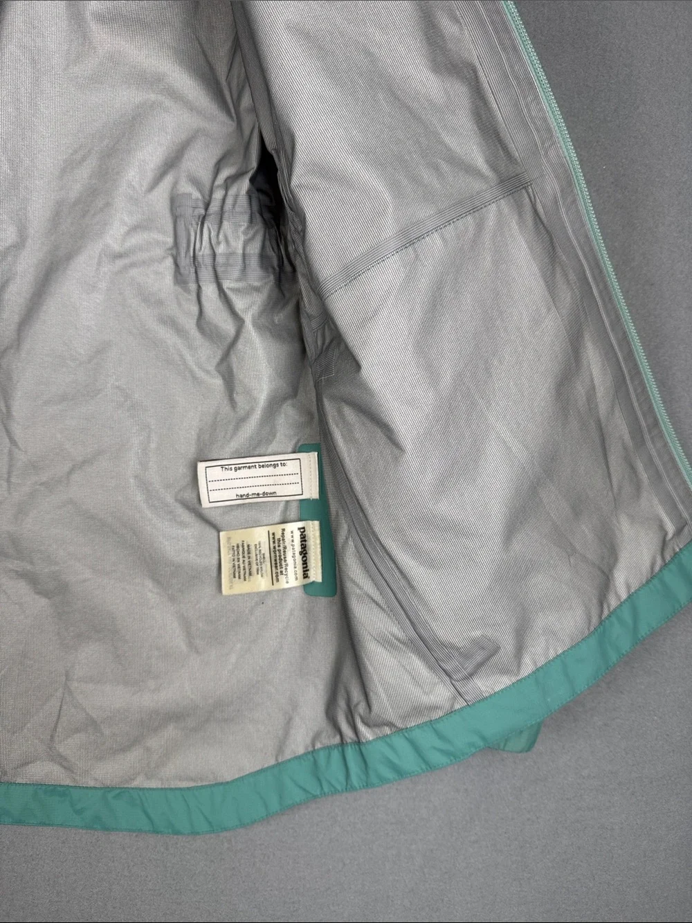 Patagonia Kids Mint Green H2No Hooded Raincoat Size: 14 XL